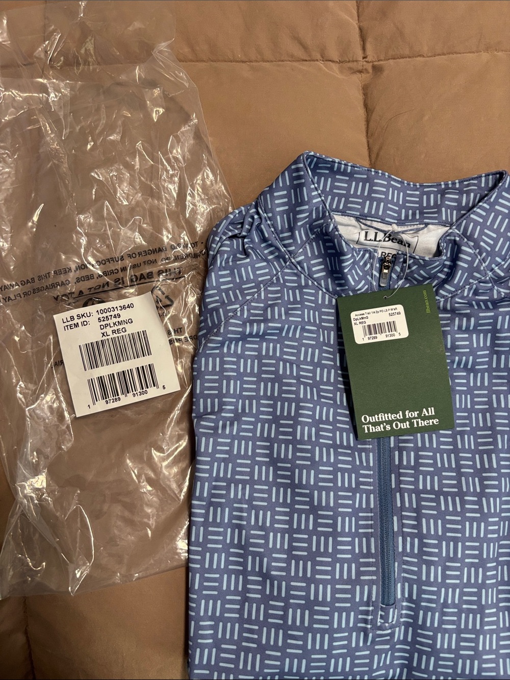 Women’s L.L. Bean Light Blue Geometric Half-Zip Pullover